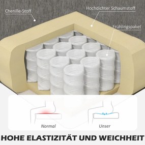 HOMCOM Sarokkanapé, Sarokkanapé Megfordítható heverővel, L alakú kanapé, Vászonhatású kárpitozás, szürke
