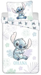 Fehér egyszemélyes pamut gyerek ágyneműhuzat 140x200 cm Lilo and Stitch "Ohana White" – Jerry Fabrics