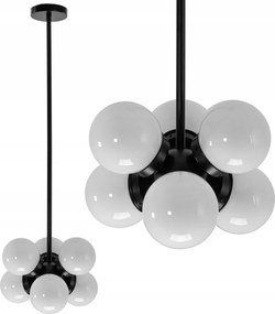 Mennyezeti Lámpa Függeszték Fém Fehér Gömbök Loft Fekete