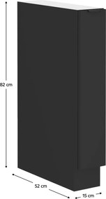 Alsó szekrény kihúzható kosárral, fekete, SIBER 15 D CARGO BB