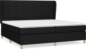 vidaXL fekete szövet rugós ágy matraccal 200 x 200 cm