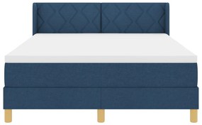 Boxspring ágy matraccal, kék, 140 x 200 cm, szövet