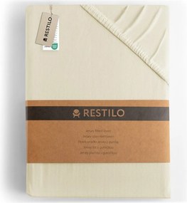 Bézs gumis jersey lepedő 200x200 cm Amber – Restilo