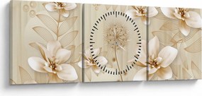 Kép - Arany virágok összetétele (órával) (90x30 cm)