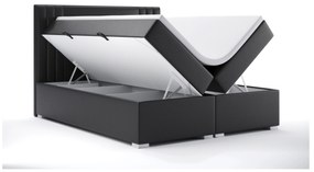 Franciaágy Boxspring 140 cm Morcano (fekete öko-bőr) (tárolóhellyel). Akció -17%. 1044271