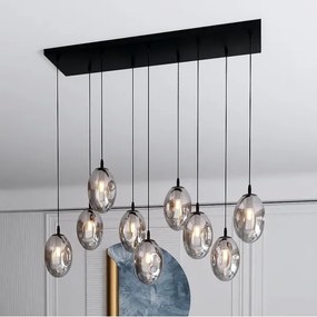 Csillár zsinóron ASTRAL 9xE14/10W/230V fekete/füstös