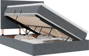 vidaXL Ágy tárolóval és matraccal Sötétszürke 140 x 190 cm Bársony