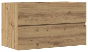 kézműves tölgy szerelt fa függő fürdőszobaszekrény 80x38,5x45cm