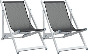 vidaXL 2 db szürke alumínium és textilén összecsukható strandszék