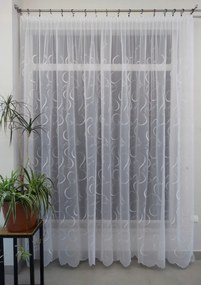 Mg függöny Licer Woal Fehér hímzés 300x180cm lengyel szalaggal