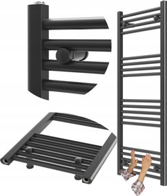 Fürdőszobai Radiátor Fekete Létra 50x120 cm Radiátor Szerelés 180° Breno