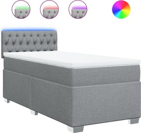 vidaXL világosszürke szövet rugós ágy matraccal 100 x 200 cm