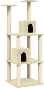 vidaXL krémszínű macskabútor szizál kaparófákkal 141 cm