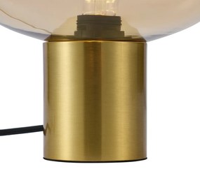 Design asztali lámpa sárgaréz borostyánszínű üveggel - Umbrella