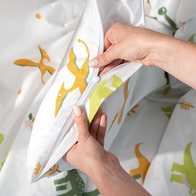 Goldea gyermek pamut ágyneműhuzat - dinoszauruszos kalandok 140 x 200 és 70 x 90 cm