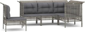vidaXL 5 részes szürke polyrattan kerti ülőgarnitúra párnákkal