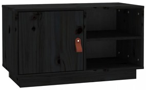 fekete tömör fenyőfa TV-szekrény 70 x 34 x 40 cm