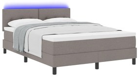 Boxspringágy Matrac &amp; LED Taupe 140x200 cm Szövet