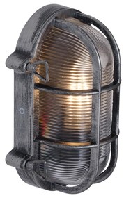 Kültéri fali lámpa ezüst ovális IP44 - Noutica