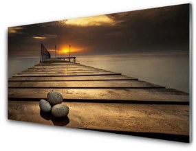 Fali üvegkép Sea Pier Sunset 100x50 cm 2 fogas