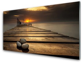 Fali üvegkép Sea Pier Sunset 125x50 cm