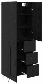 Magasfiú fiókkal 2 pcs Fekete tölgy RÉtegelt fa és üveg