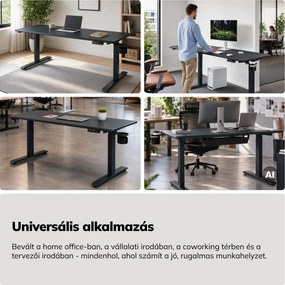 Elektromos íróasztal magasságállítással ergonomikus antracit,1600x800 mm: ARIA