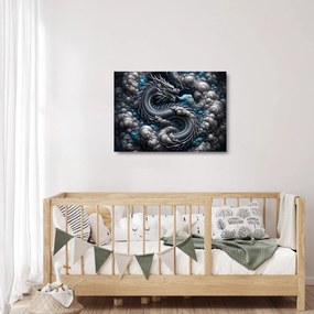 Üveg kép – Sárkány a füstben (70x50 cm)
