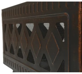 Hordozható fa tűzrakóhely rostéllyal fekete/patina