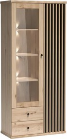 Cali C-2 vitrin, tölgy, (fekete fém lábak és LED-ek nélkül)
