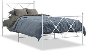 vidaXL fehér fém ágykeret fej- és lábtámlával 90 x 190 cm