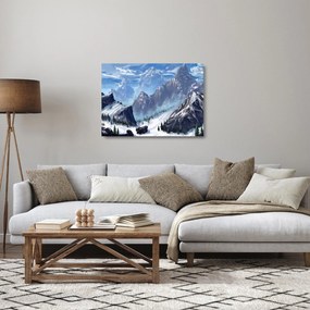 Kép - Festett hegyek (üvegen) (70x50 cm)