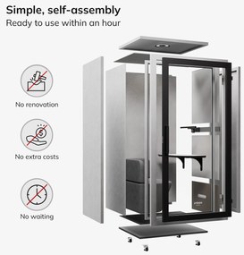 INBOX akusztikai irodai fülke 1 személyes, 2100 × 1100 × 900 mm