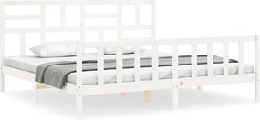 vidaXL fehér tömör fa ágykeret fejtámlával Super King Size