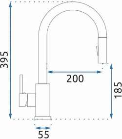 Rea Fresh, mosogató csaptelep kihúzható kifolyóval, csiszolt acél, REA-B9146