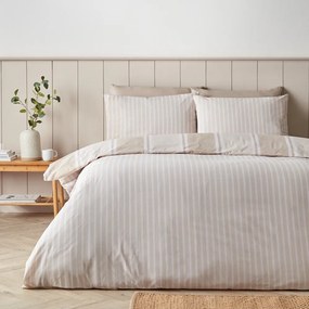 Bézs kétszemélyes háromrészes ágyneműhuzat 200x200 cm Banded Stripe – Catherine Lansfield