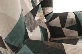 Füles fotel puffal, szövet barna-zöld minta, ASTRID