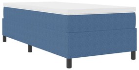 Box Spring Ágy Matraccal Kék Kordbársony Szövet 90 x 190 cm