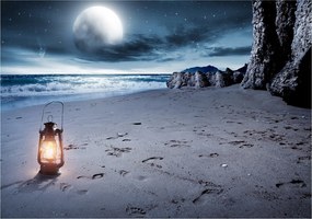 Fotótapéta Tengerpart éjszaka hold lámpa nyomok tenger vinil 368x254 +ragasztó