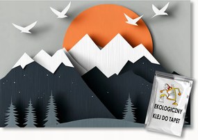 Fotótapéta Flizelina Kivágás 3D Tájkép Kilátás Hegyek Nap 200x140 ragasztó