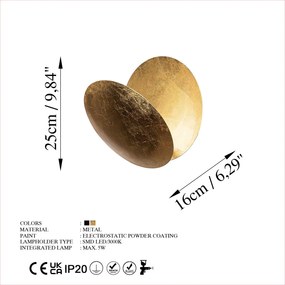 Moon fali lámpa, arany