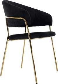 Design étkezőszék, fekete Velvet szövet/gold króm arany, DASMIN TYP 1