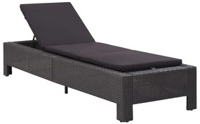 Fekete polyrattan napozóágy párnával