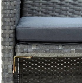 Szürke kétszemélyes polyrattan kerti kanapé párnákkal
