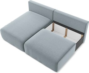 Kék bársony kinyitható-tárolóhelyes sarokkanapé (bal oldali-heverő résszel) Kalena – Makamii