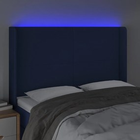 kék szövet LED-es fejtámla 147x16x118/128 cm