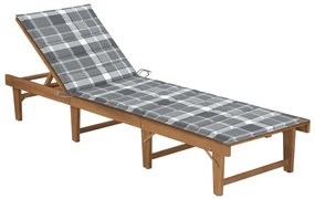 vidaXL összecsukható tömör akácfa napozóágy párnával