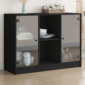 fekete szerelt fa tálalószekrény 102x37x75,5 cm