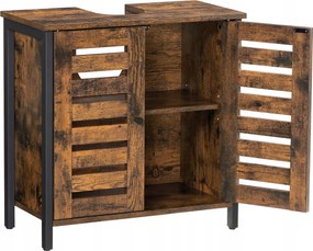 Fürdőszoba szekrény loft mosdó alá barna 60x60x30cm 2 ajtós mdf polc