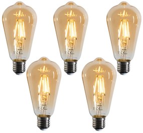 5 darabos E27 szabályozható LED filament izzó szett ST64 arany 4,5W 450 lm 2200K